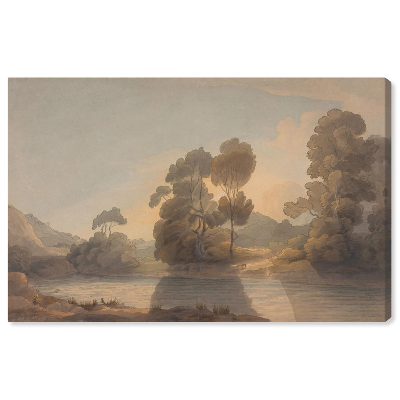 Sunset Behind Trees Landscape Wrapped Canvas Art, 24" x 16"