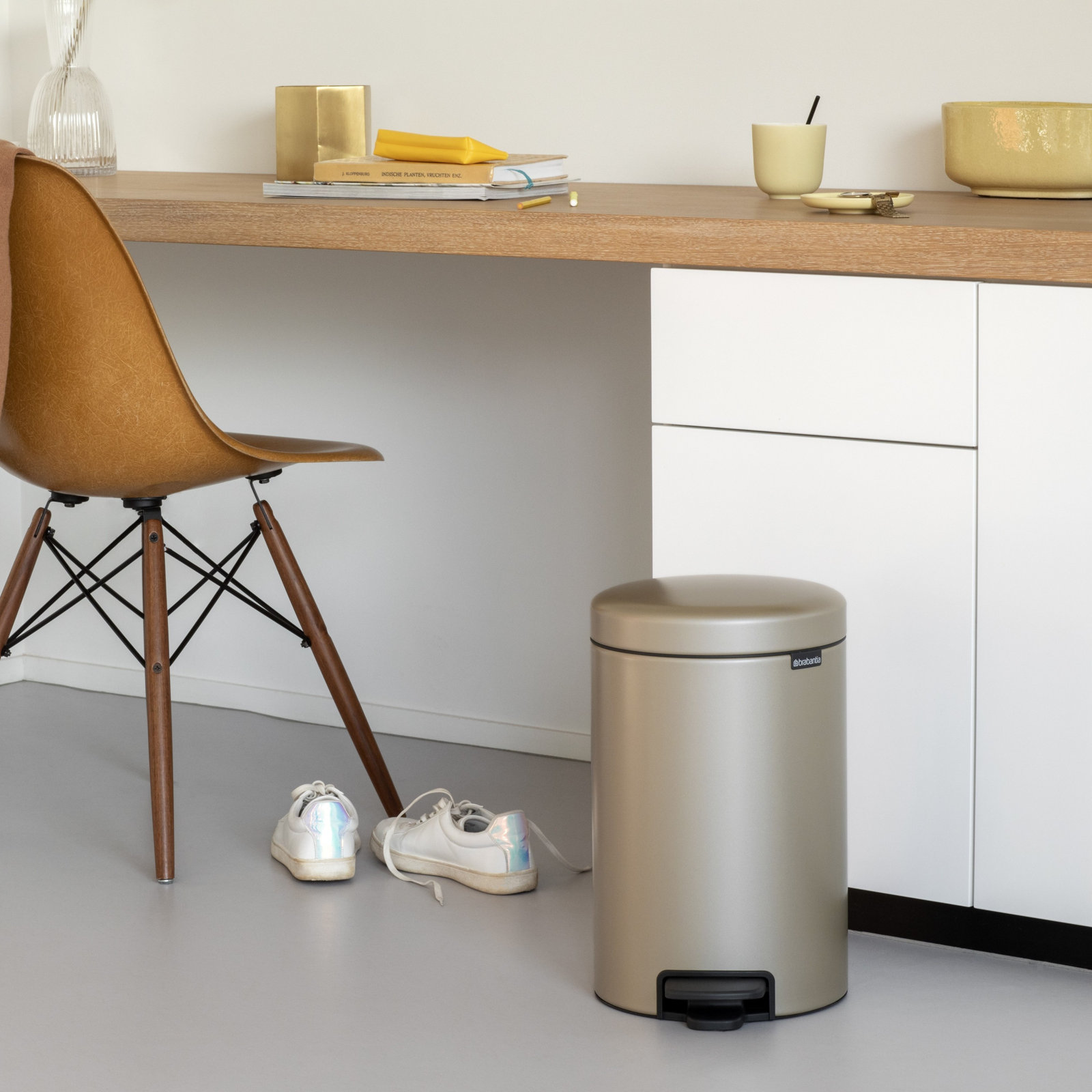 Brabantia Newicon 3.2gal Step-On Can, Metallic Gold