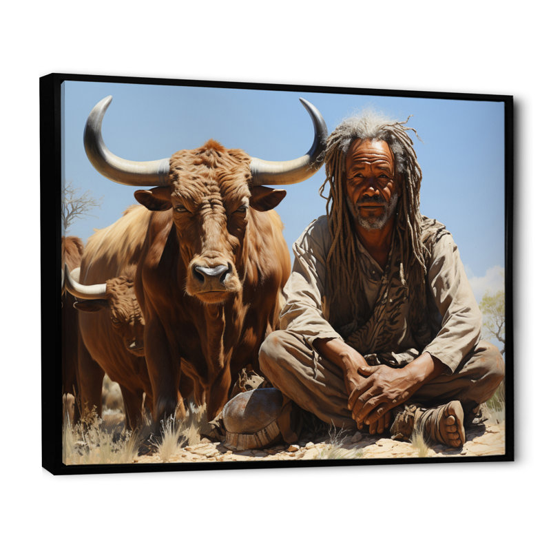 Kenyette, tribus d'Afrique, himba nomade II sur toile, H 24 po x l 32 po x P 1 po, Cadre flottant noir