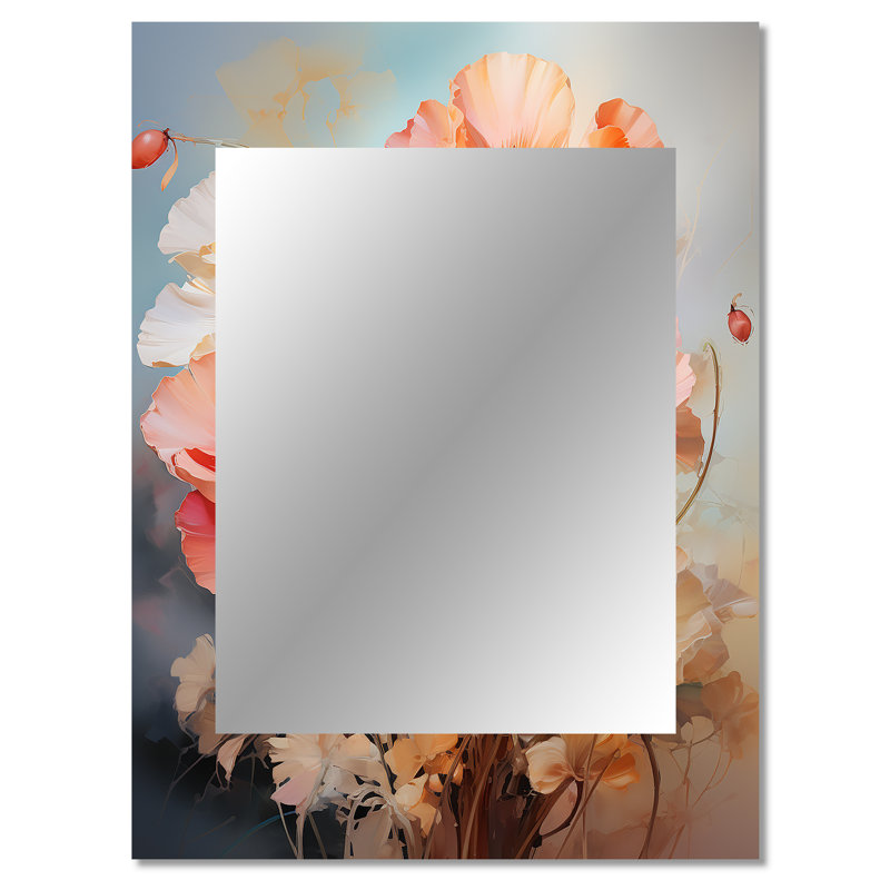 Coral Poppies Romantic Impression III - coquelicots, miroir mural, 40 po x 30 po