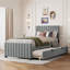 Lit plateforme tapissier en velours avec lit gigogne-2079959493-2053765460