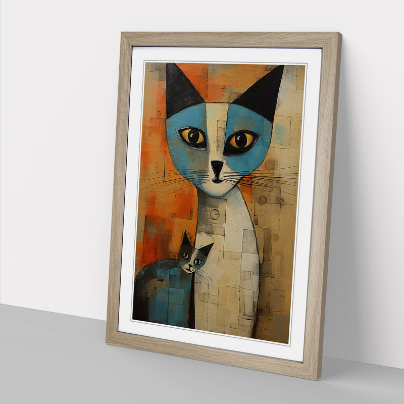 Ragdoll Cat Expressionism - Single Picture Frame Print on Wood, Oak Framed, 34cm H x 25cm W x 2cm D