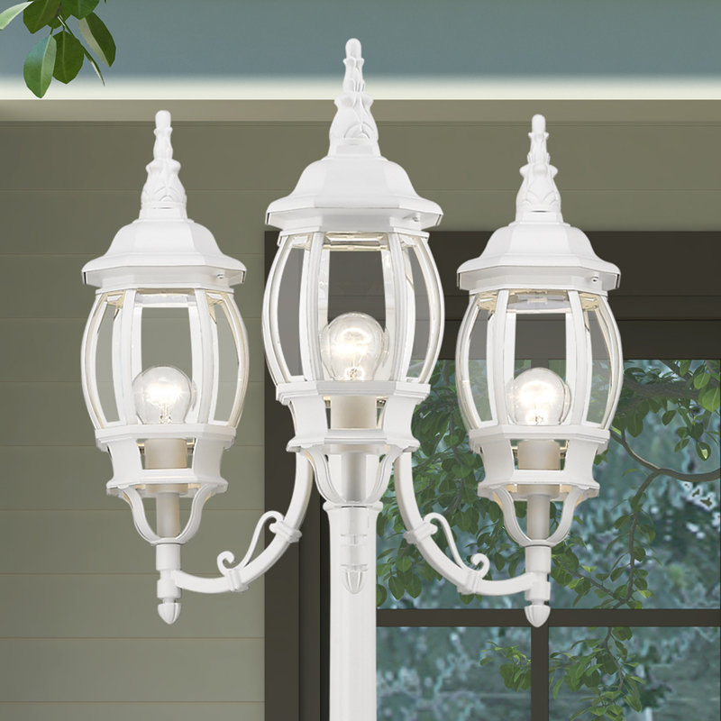 Lampadaire blanc câblé 3 lumières H 84 "Allayna (double)