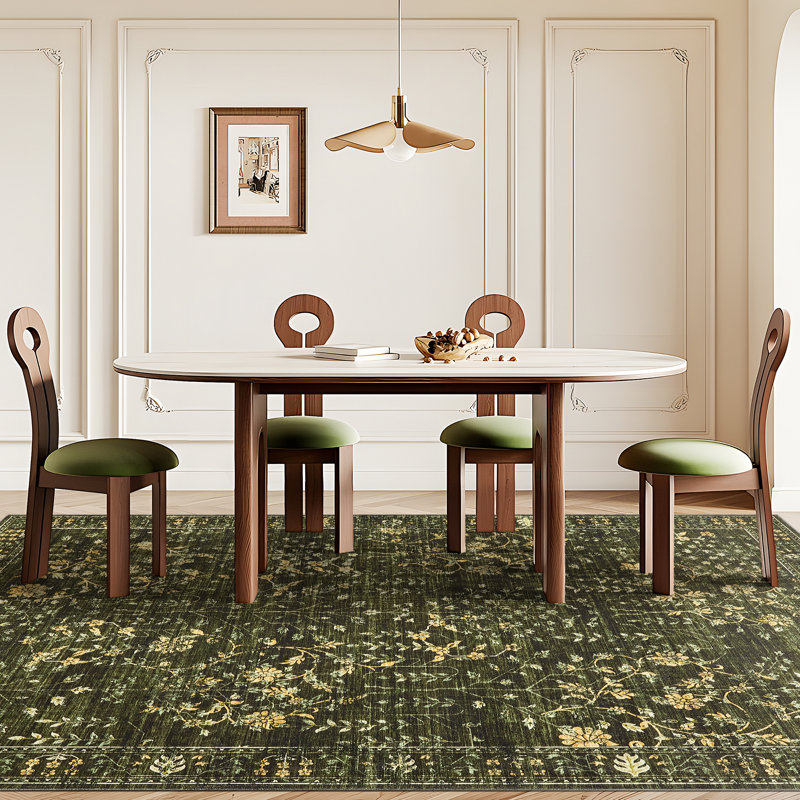 Area Rug for Living Room, Vintage Retro Boho Rug, Washable Non Slip & Low Pile Carpet for Living Room, Bedroom, Dining Room
