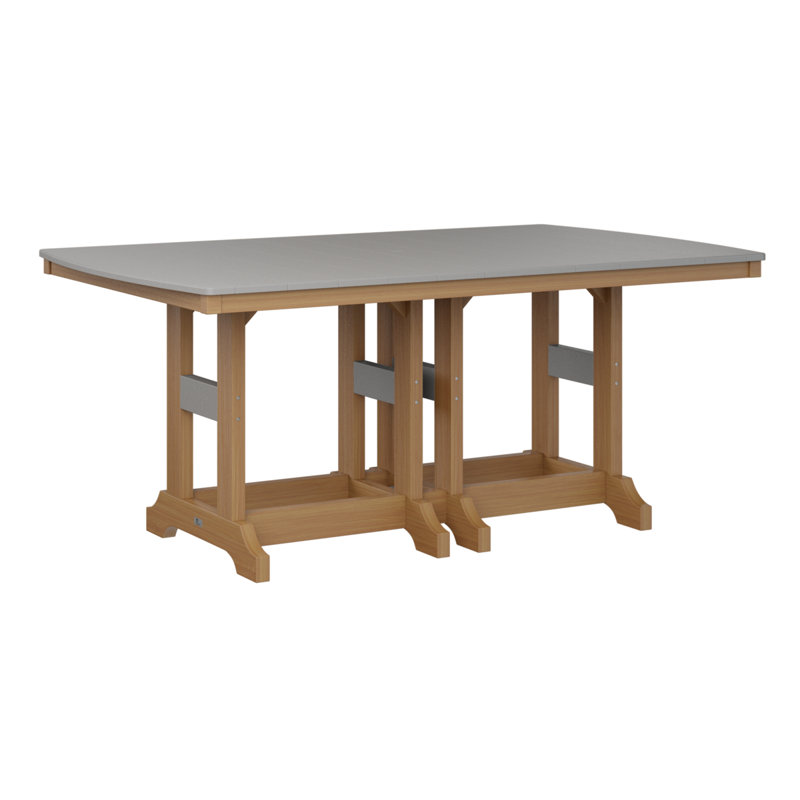 Table de salle à manger à hauteur de comptoir rectangulaire 72 po Berlin Gardens Garden Classic, Teck naturel, Gris clair