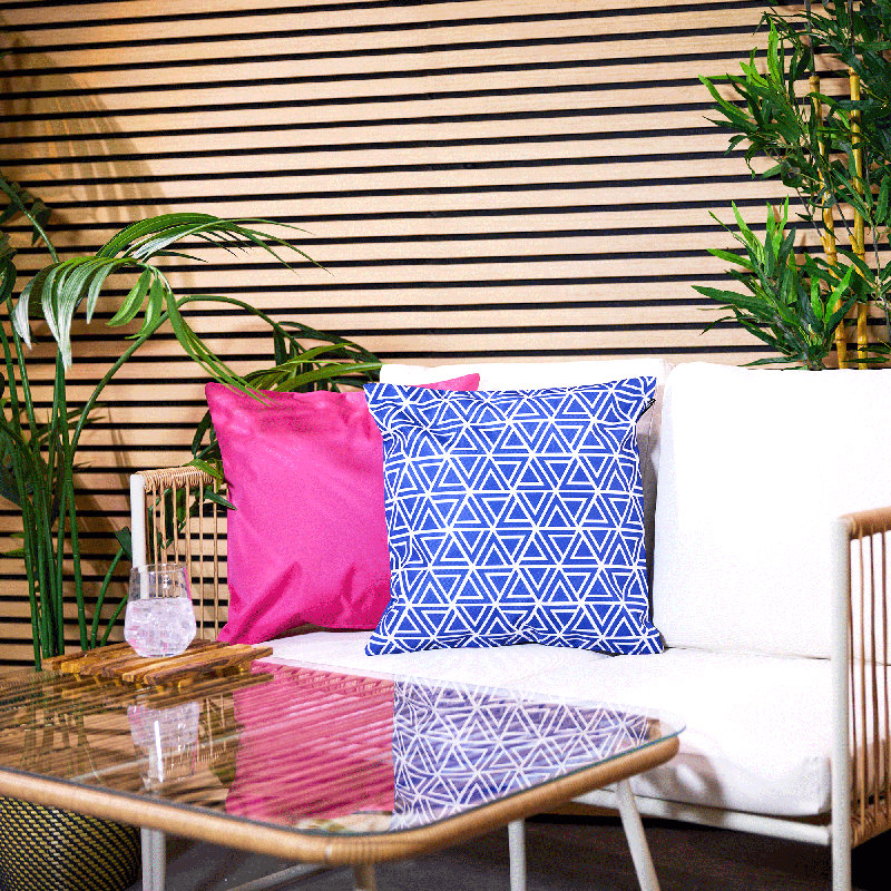Stripe Indoor-Outdoor Cushions, Blue/Pink Striped