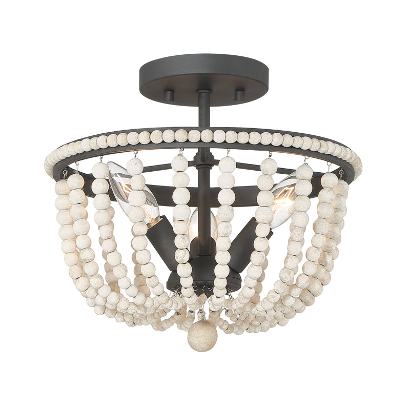 Lustre semi-encastré 3 lumières, Noir mat / blanc