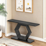 Modern Console Table With Striking Hexagon Legs, Premium Fir Veneer Finish, Durable Mdf Construction, Functional Storage, Easy Assembly - Ideal Entryway Accent Table For Hallway