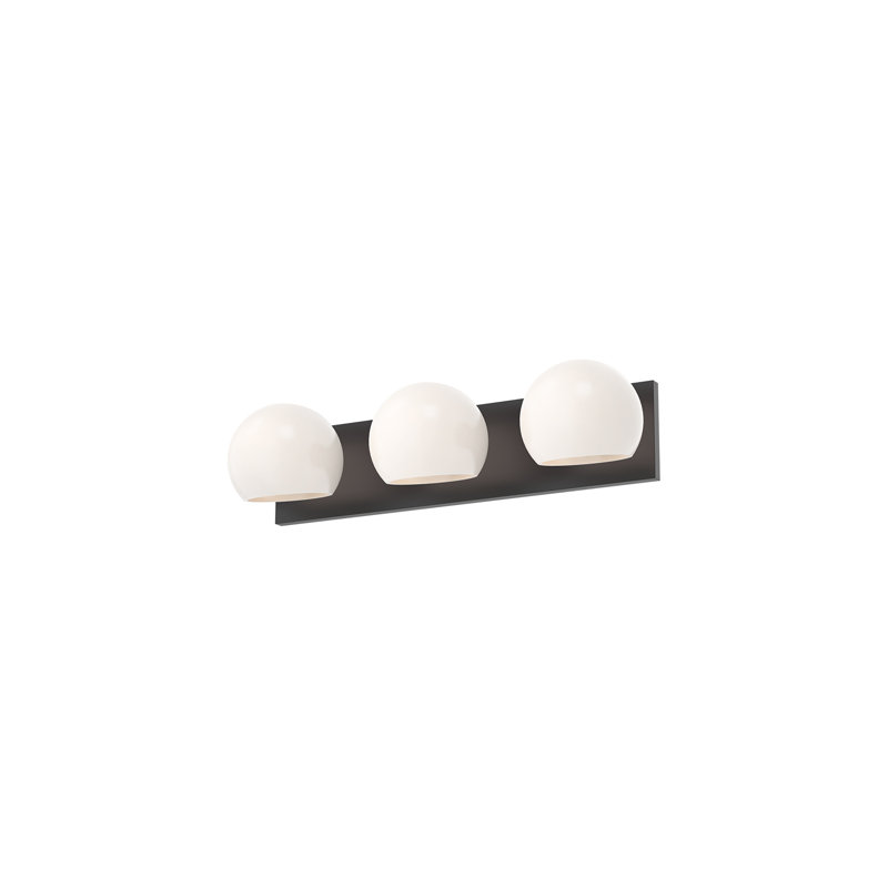 Matte Black 3-Light Bathroom Vanity Bar with Opal Matte Shades