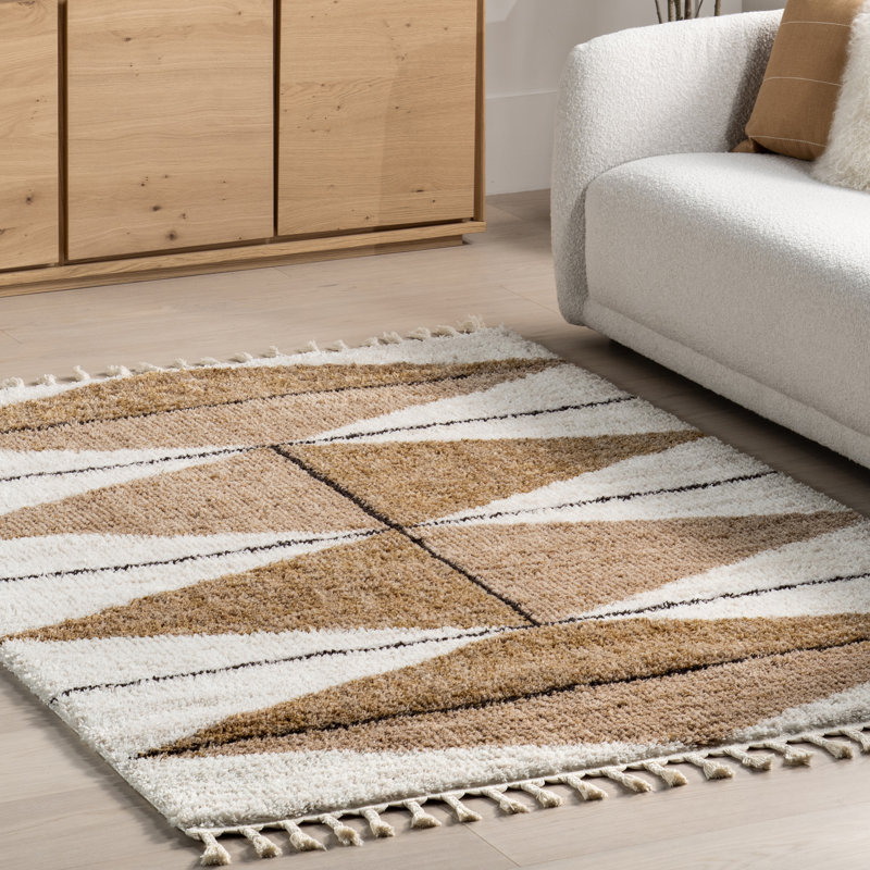 Kali Shaggy Diamond Tassel Area Rug, Rectangle 6'7" x 9'