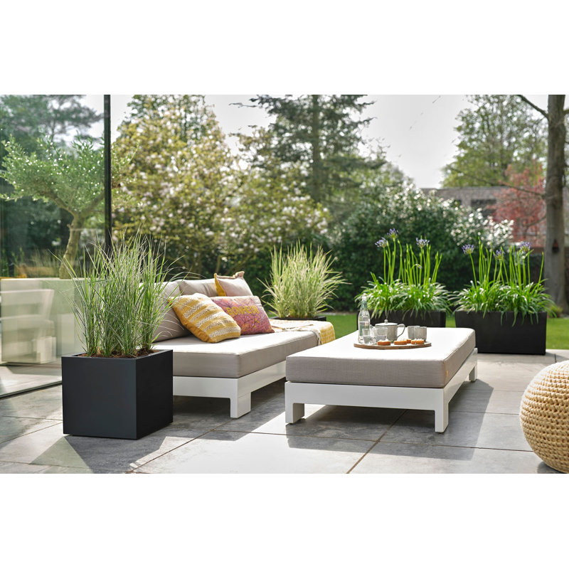 Vivo Next Square Planter Box, 37cm H x 39cm W x 39cm D, Living Black