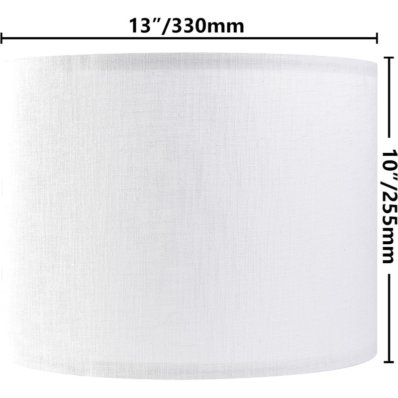 Linen Drum Lamp Shade, White, 10'' H x 13'' W x 13" D