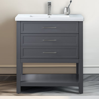Meuble-lavabo simple 30 po avec comptoir en céramique Vicini