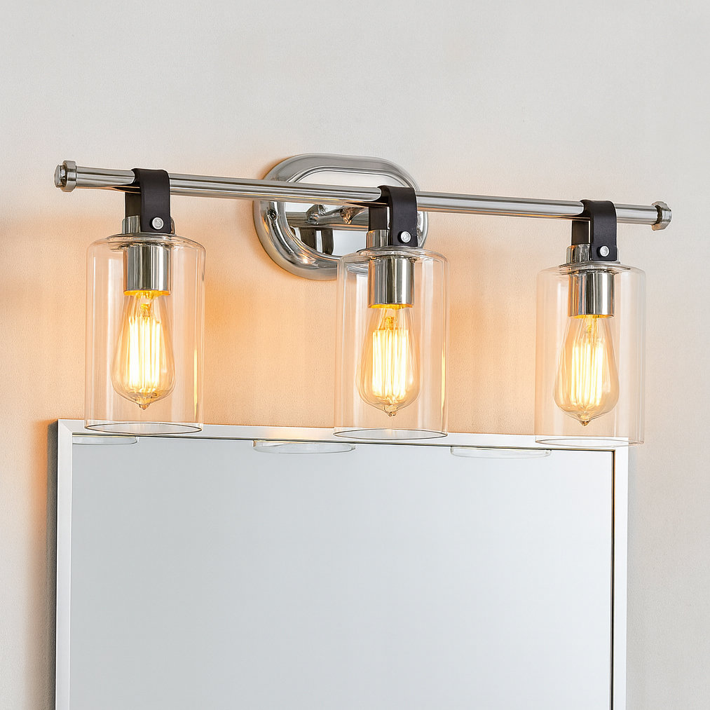 April 3 Light Transparent Dimmable Vanity Light, Chrome
