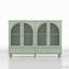 Buffet en verre arqué vert avec 4 portes et 2 tiroirs