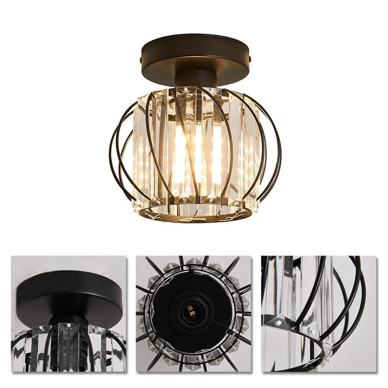 Temaraia 1-Light Crystal Semi Flush Mount Celling Light, Chrome