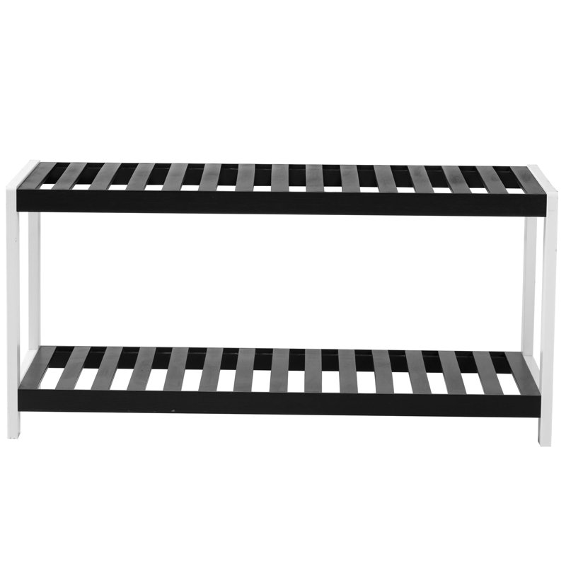 6 Pair Shoe Rack, Black/White