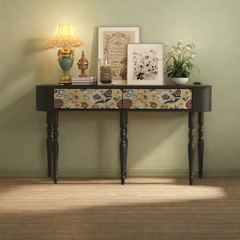 Multi-functional wooden drawer console table, 31.5" H x 55.12" W x 15.75" D