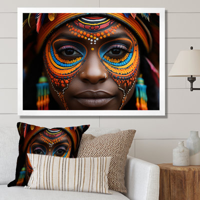 Portrait coloré de la tradition mursi africaine - art mural tribal africain