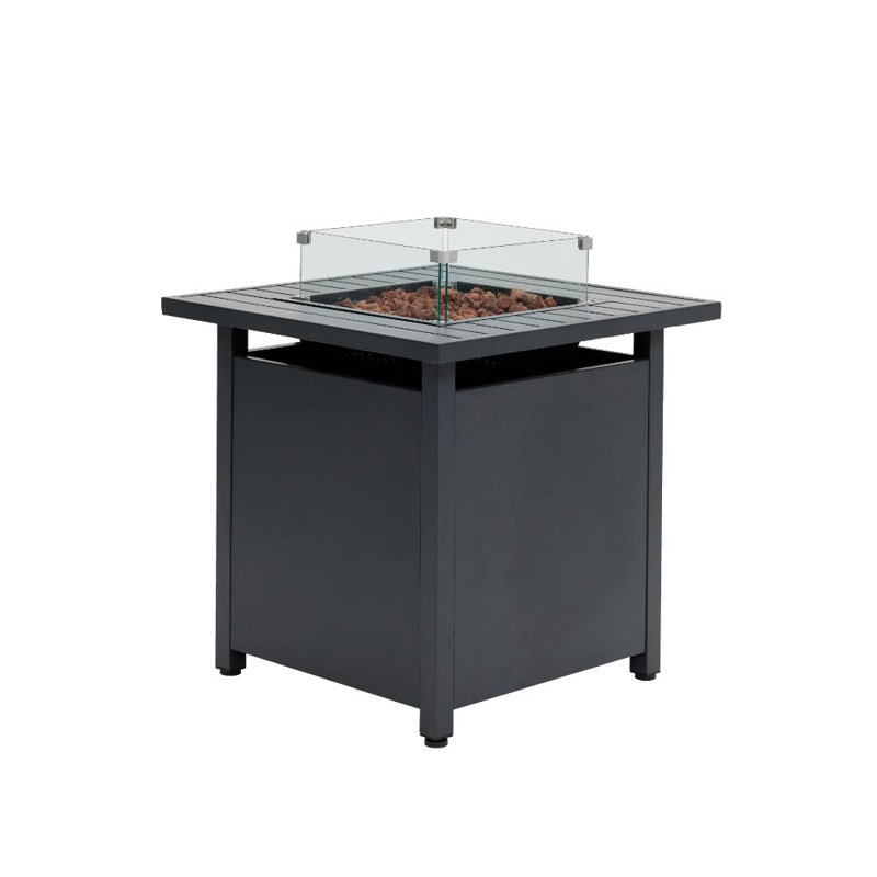 Catullo Square Steel Propane Smokeless Fire Pit Table with Hidden Fuel Tank