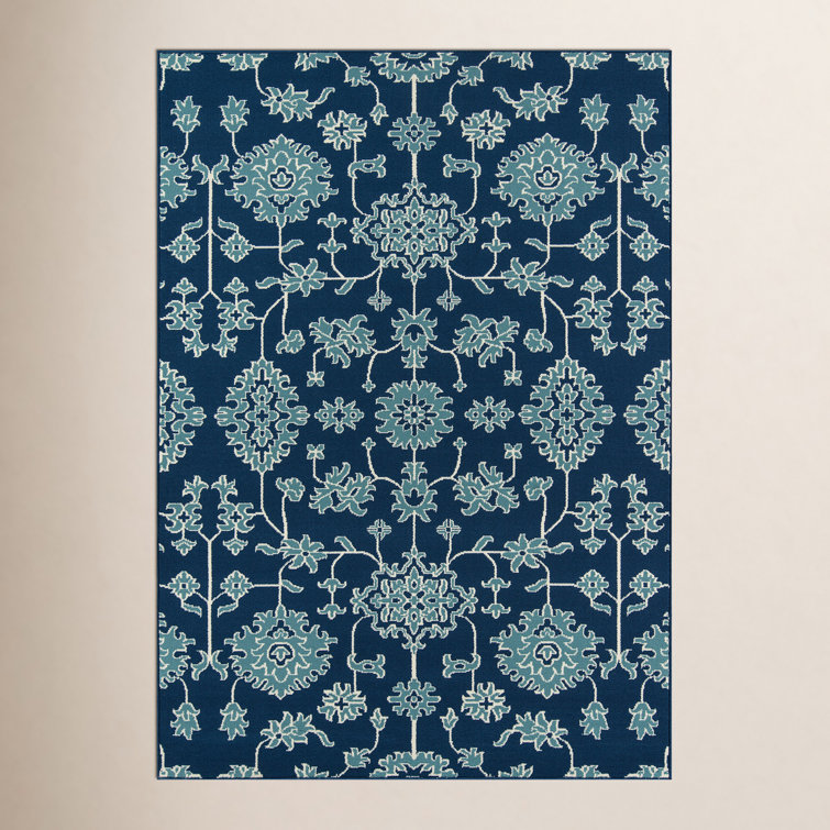 Adrienne Indoor/Outdoor Power Loom Polypropylene Area Rug in Blue