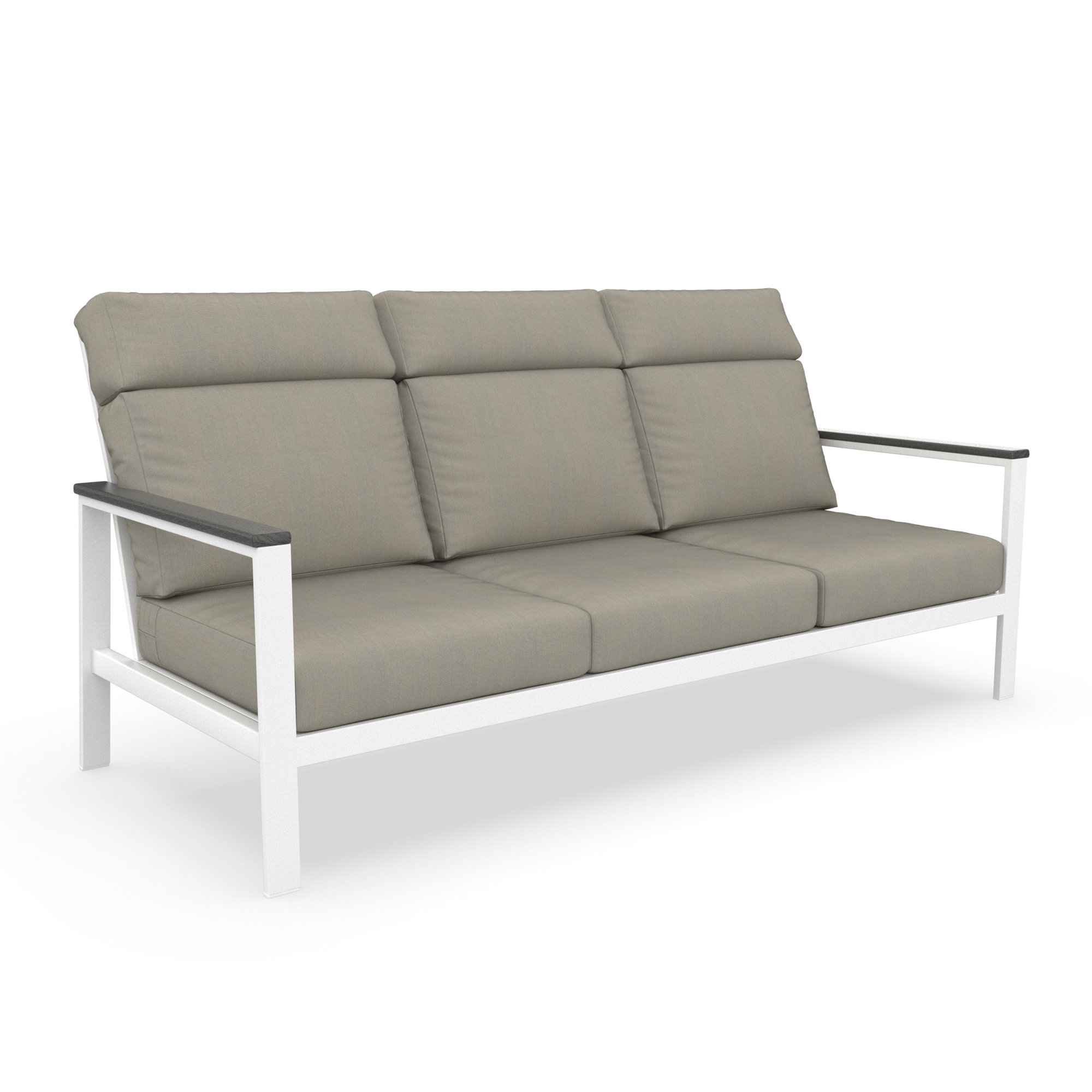 Townsend Metal Outdoor Sofa With Sunbrella Cushion, Solid Color, Spectrum Dove