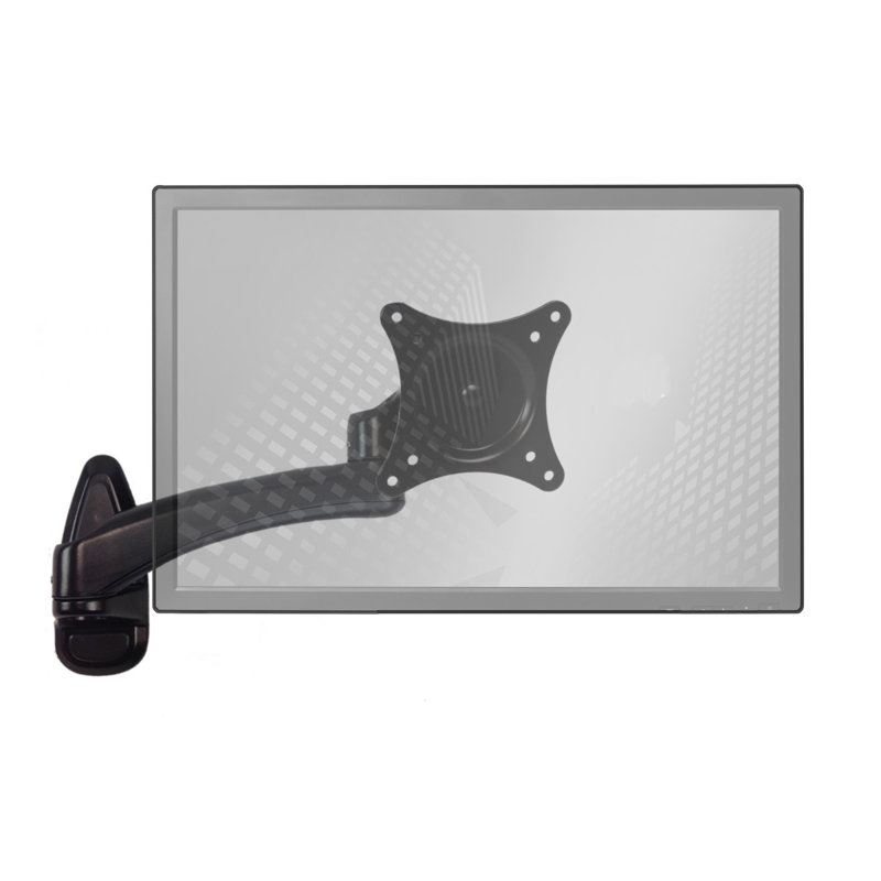 Black Full-Motion Wall Mount Monitor Arm with 180° Swivel