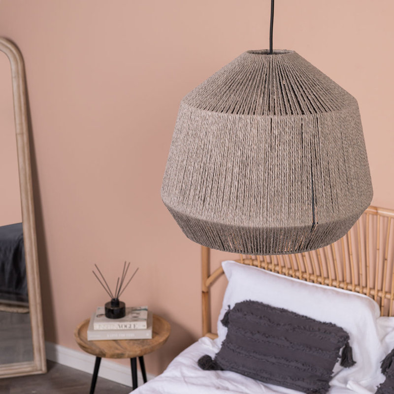 Ceiling Easy Fit 45cm Natural Rattan Wicker Drum Lamp Shade, Grey