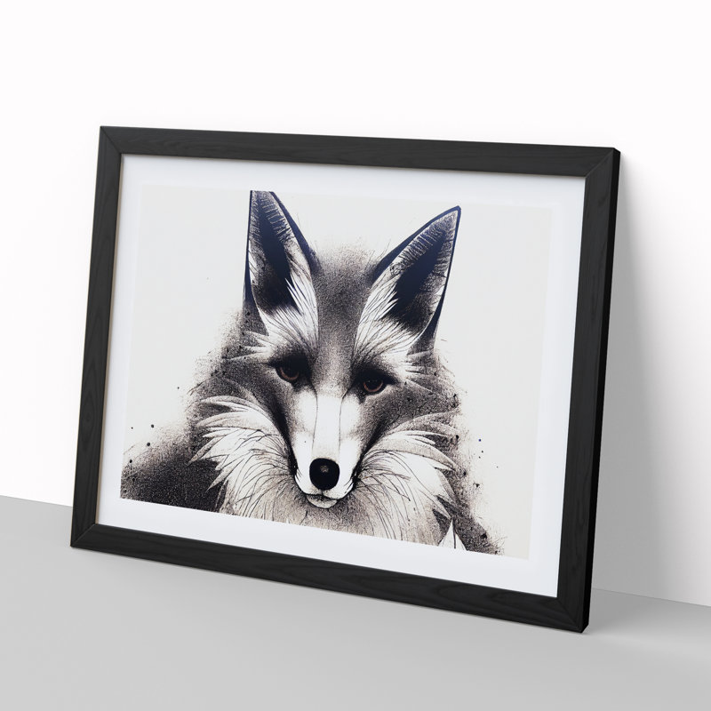 Edgy Fox - Single Picture Frame Print, Black Frame, 34cm H x 46cm W x 2cm D