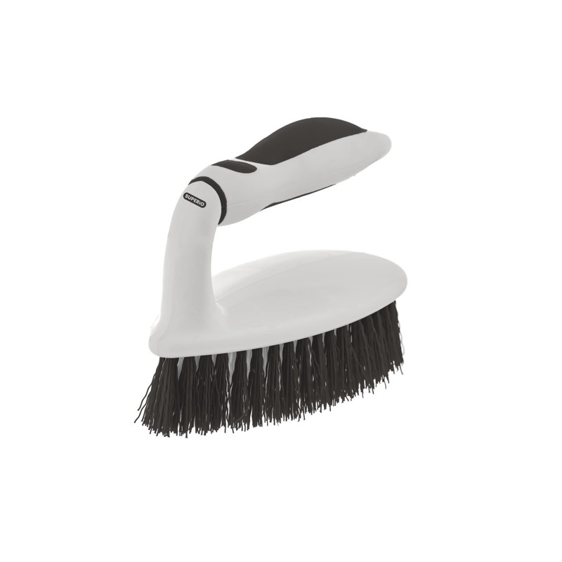 Brosse à coulis Superio, brosse à vaisselle, brosse de nettoyage pour brosse de douche, poils rigides, poignée Comfort Grip, brosse de nettoyage grise pour cuisine, salle de bain, douche, lavabo, brosse de toilette, brosse à tapis, laveuse à tapis, 1 paquet