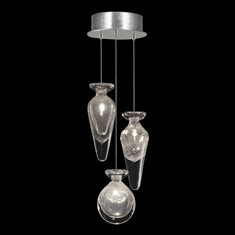 Luminaire suspendu rond l 8,5 po Essence, Transparent, Argent