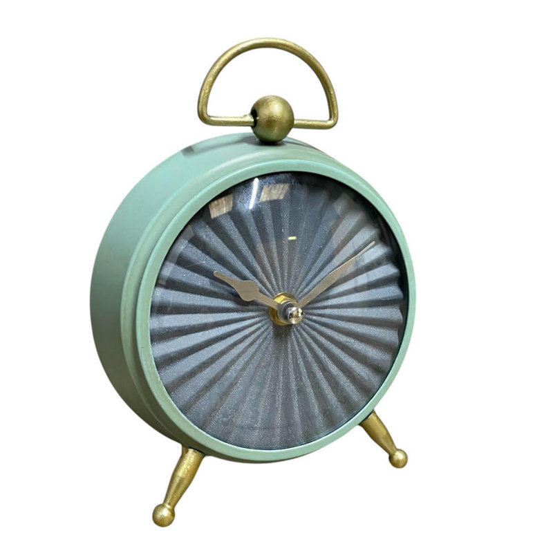 Analogue Metal Quartz Movement / Crystal Tabletop Clock in Green