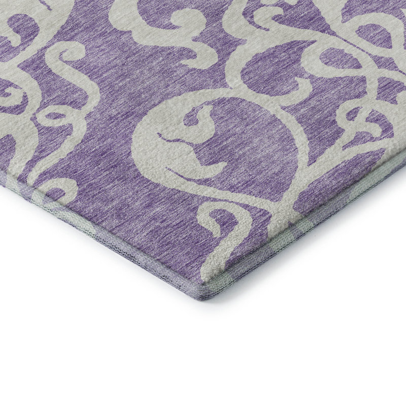 Tapis mauve de qualité supérieure lavable à la machine Prisco, Rectangle 10 pi x 14 pi
