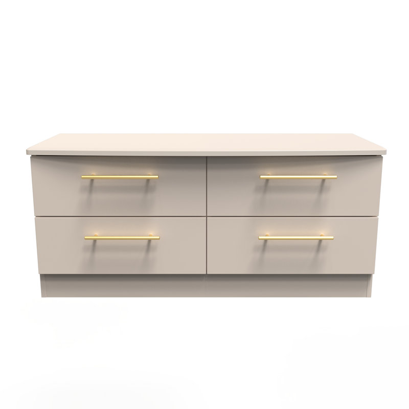 Fully Assembled Abiezer 4 Drawer 112Cm W Double Dresser, Cream