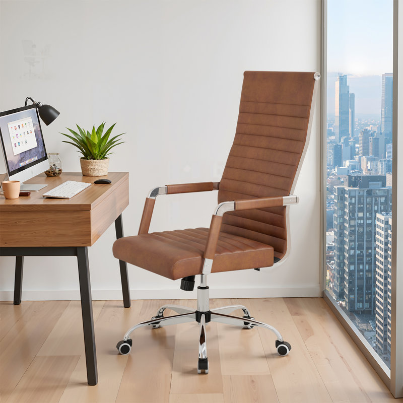 High Back PU Leather Conference Chair, Brown