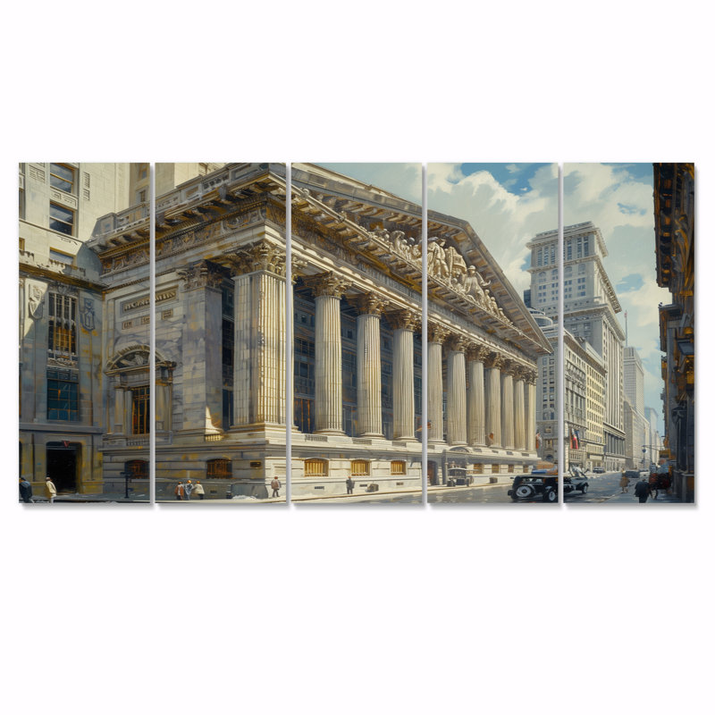 «Beige Banks», ensemble architectural sur toile «Banks», H 32 po x l 80 po