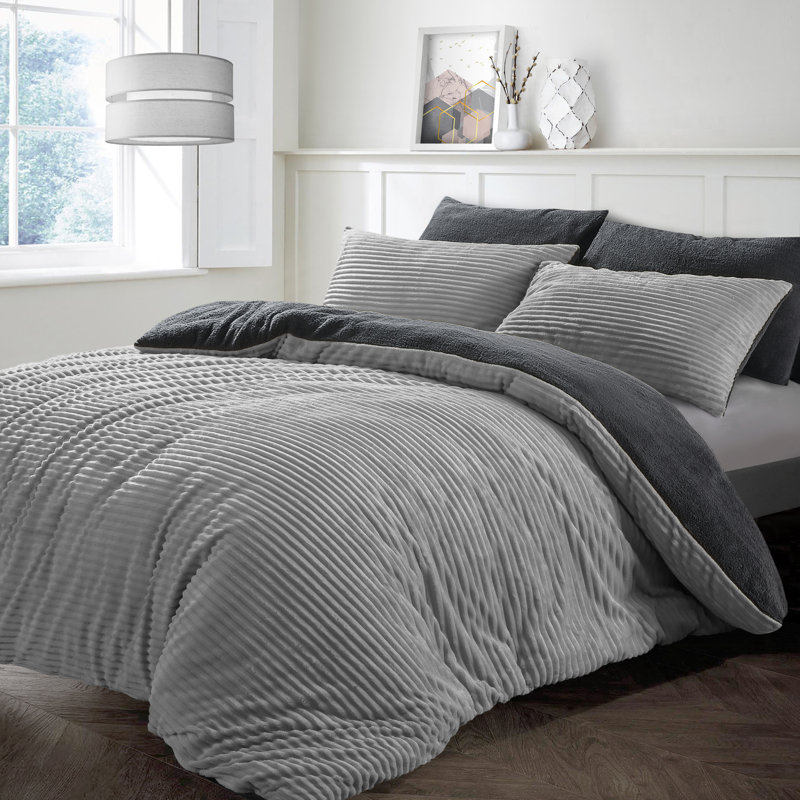 Velosso Plush Cord With Teddy Cosy Soft Fleece Reverse Duvet Set, 200 x 200cm + 50 x 75cm  Comforter