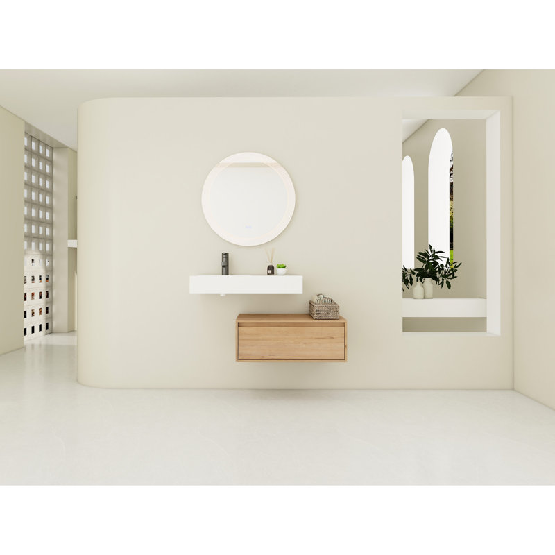 Bibliothèque de salle de bain avec lavabo en résine - unité de rangement de conception unique de 30 po, utilisation efficace de l'espace