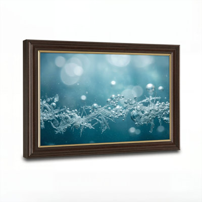 Art mural antique sur toile encadré doré pour le salon, la chambre à coucher, le bureau ou le vestibule - décoration murale décorative avec motif de flocon de neige