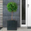 Concrete Effect Square Planter, Frostproof Reinforced Stone Outdoor Plant Pot, Garden Planter Box with Drainage Holes-517476285-517475466