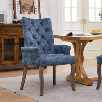 Ensemble de chaises de salle à manger rembourrées en tissu de chenille bleu