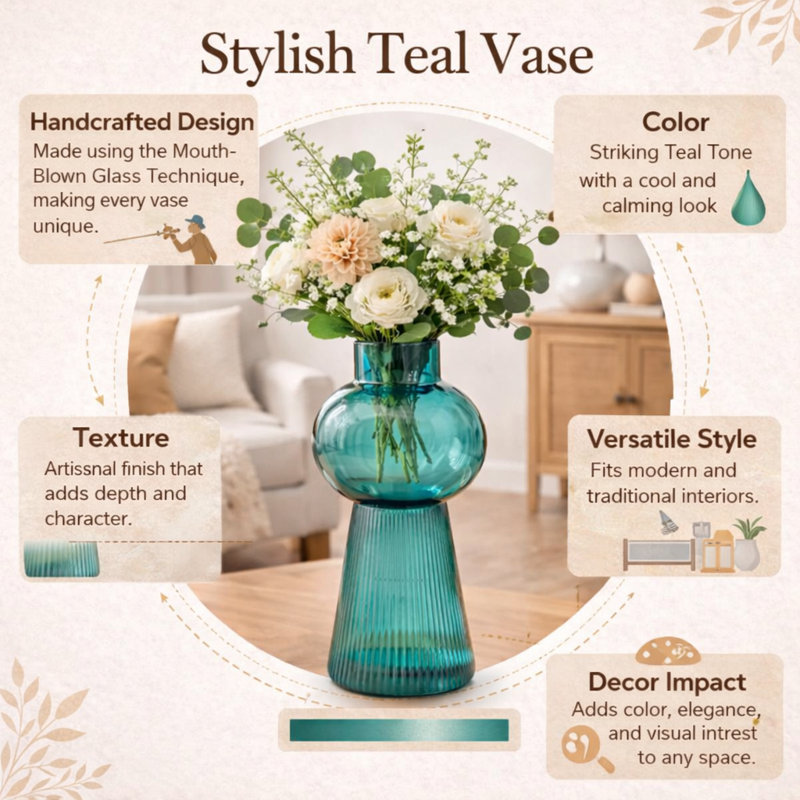 Vase | Modern Funnel Flare Glass Vase | Sleek Contemporary Home Decor Accent | 5x12", 12"