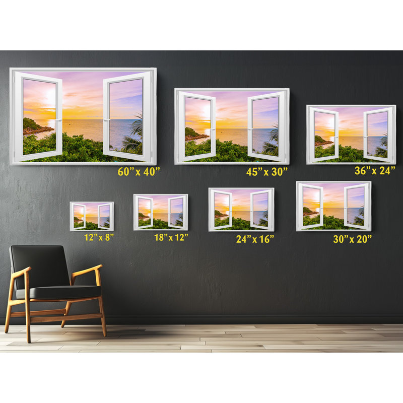 «Open Window View of the Sea at Sunset», reproduction sur toile, 30" H x 45" W