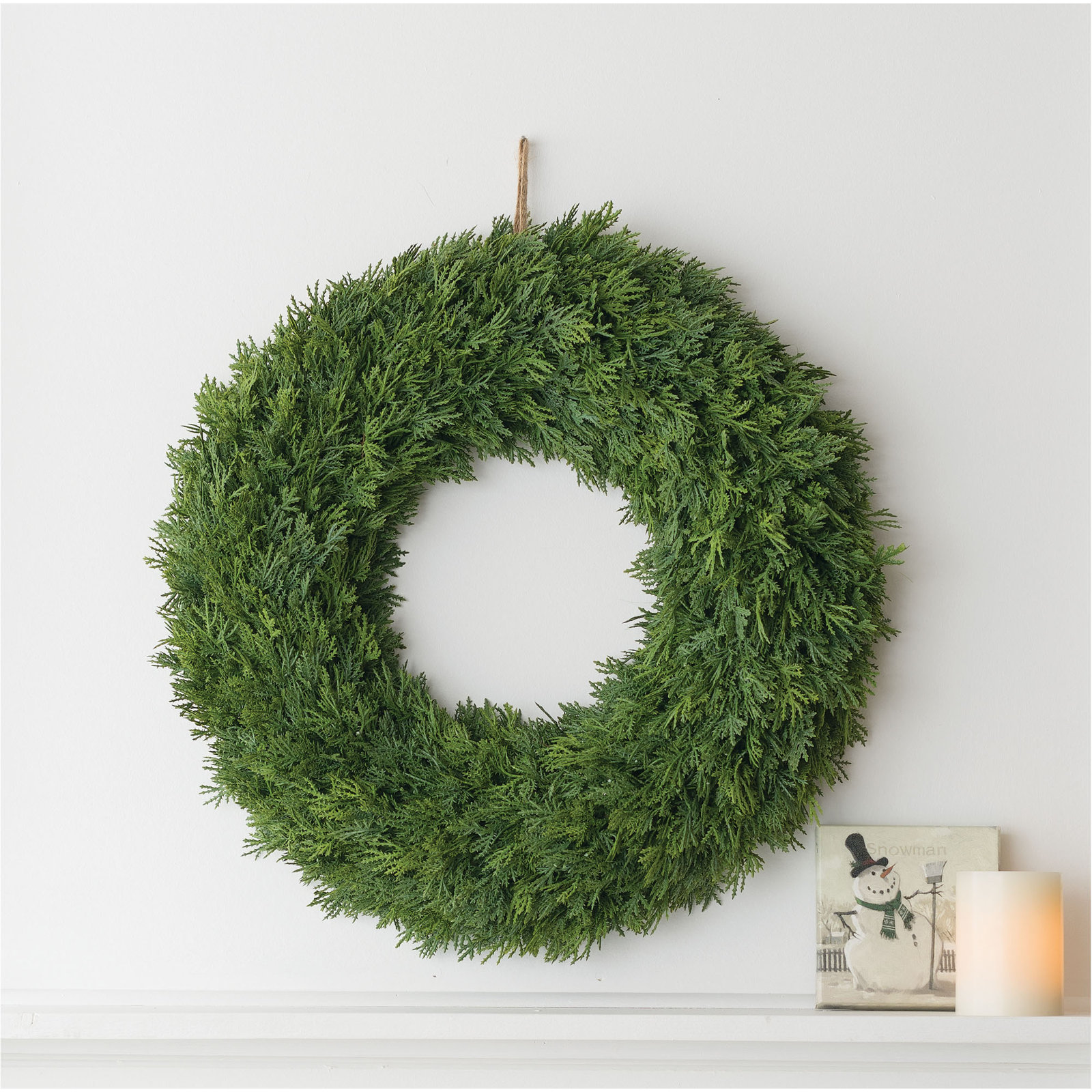 Artificial Lush Cedar Wreath, 22" H x 22" W x 4" D
