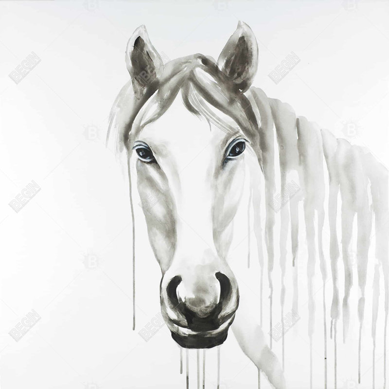 «Cheval blanc solitaire», H 24 po x l 24 po