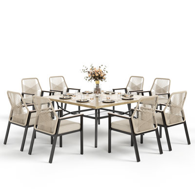 Dayshanay 8-Person Square Rattan Patio Dining Set