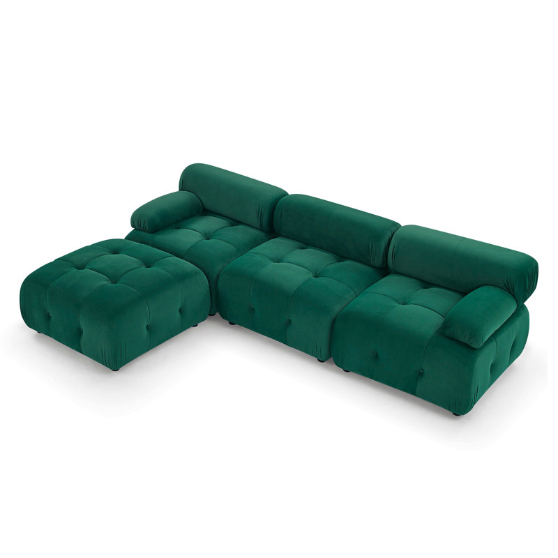 Canapé modulaire modulaire, capitonné à boutons et bricolage, canapé en forme de L avec repose-pieds réversible