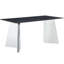 Table de salle à manger 63 po x 31,5 po x 30 po avec plateau en marbre fritté noir, pieds papillon en acier inoxydable, bords à gratter, hauteur standard, facile à nettoyer