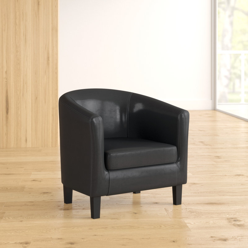 Isadora Faux Leather Barrel Chair, Black