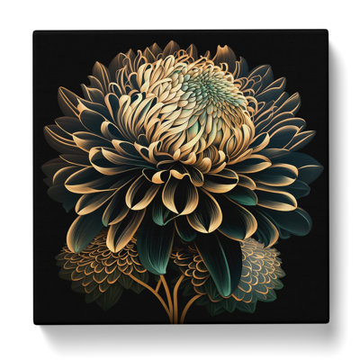 Chrysanthemum Art Deco No.1 - Wrapped Canvas